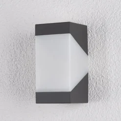 Lucande buitenwandlamp Kiran, grijs, metaal, IP44, E27