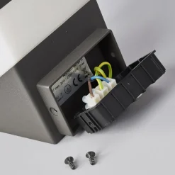 Lucande buitenwandlamp Kiran, grijs, metaal, IP44, E27