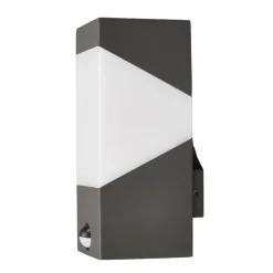 Lucande buitenwandlamp Kiran, sensor, grijs, IP44, E27