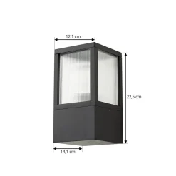 Lucande buitenwandlamp Klemens, zwart, metaal, IP54, Riffle