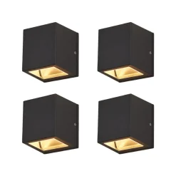 Lucande buitenwandlamp Maurice, antraciet, IP54, set van 4