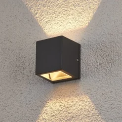 Lucande buitenwandlamp Maurice, antraciet, metaal, IP54