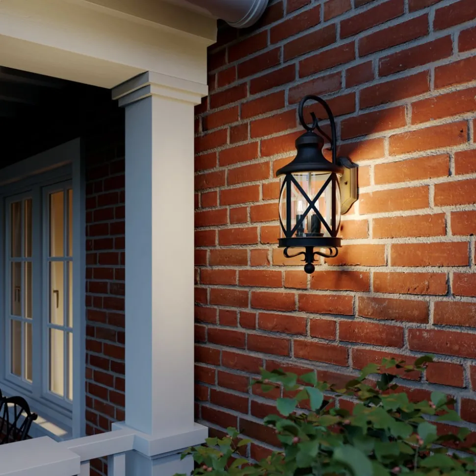 Lucande buitenwandlamp Marcellino, roest, metaal, glas