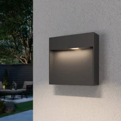 Lucande buitenwandlamp Noreia, 13 cm, antraciet, IP65, G9