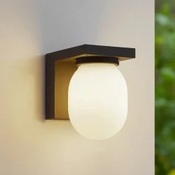 Lucande buitenwandlamp Ovaali, glas, donkergrijs, IP65