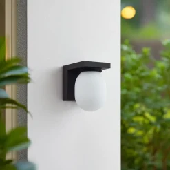 Lucande buitenwandlamp Ovaali, glas, donkergrijs, IP65