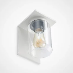 Lucande buitenwandlamp Semka, wit, aluminium, glas, 20cm