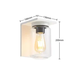 Lucande buitenwandlamp Semka, wit, aluminium, glas, 20cm