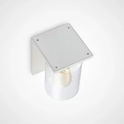 Lucande buitenwandlamp Semka, wit, aluminium, glas, 20cm