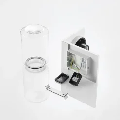 Lucande buitenwandlamp Semka, wit, aluminium, glas, 20cm