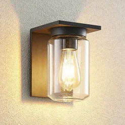 Lucande buitenwandlamp Semka, antraciet, aluminium, glas, 20cm