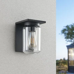 Lucande buitenwandlamp Semka, antraciet, aluminium, glas, 20cm