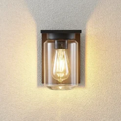 Lucande buitenwandlamp Semka, antraciet, aluminium, glas, 20cm