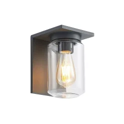 Lucande buitenwandlamp Semka, antraciet, aluminium, glas, 20cm