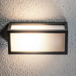 Lucande buitenwandlamp Tame, antraciet, metaal, 25 cm