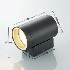 Lucande buitenwandlamp Thomke, 1-lamp, antraciet aluminium