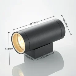 Lucande buitenwandlamp Thomke, 2-lamps, antraciet, aluminium