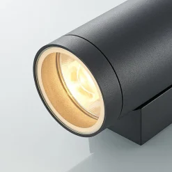 Lucande buitenwandlamp Thomke, 2-lamps, antraciet, aluminium