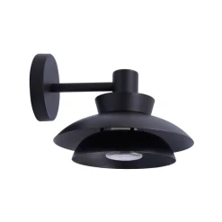 Lucande buitenwandlamp Thais, zwart, metaal, Ø 25 cm