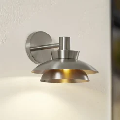 Lucande buitenwandlamp Thais, roestvrij staal, Ø 25 cm