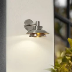 Lucande buitenwandlamp Thais, roestvrij staal, Ø 25 cm