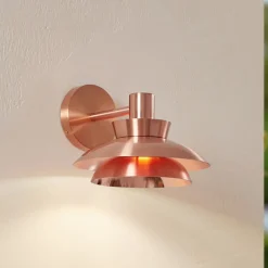 Lucande buitenwandlamp Thais, koperkleurig, roestvrij staal
