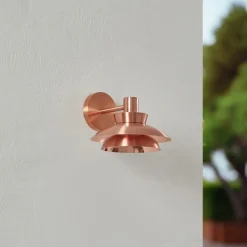 Lucande buitenwandlamp Thais, koperkleurig, roestvrij staal