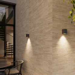 Lucande buitenwandlamp Xava, downlight, antraciet, GU10