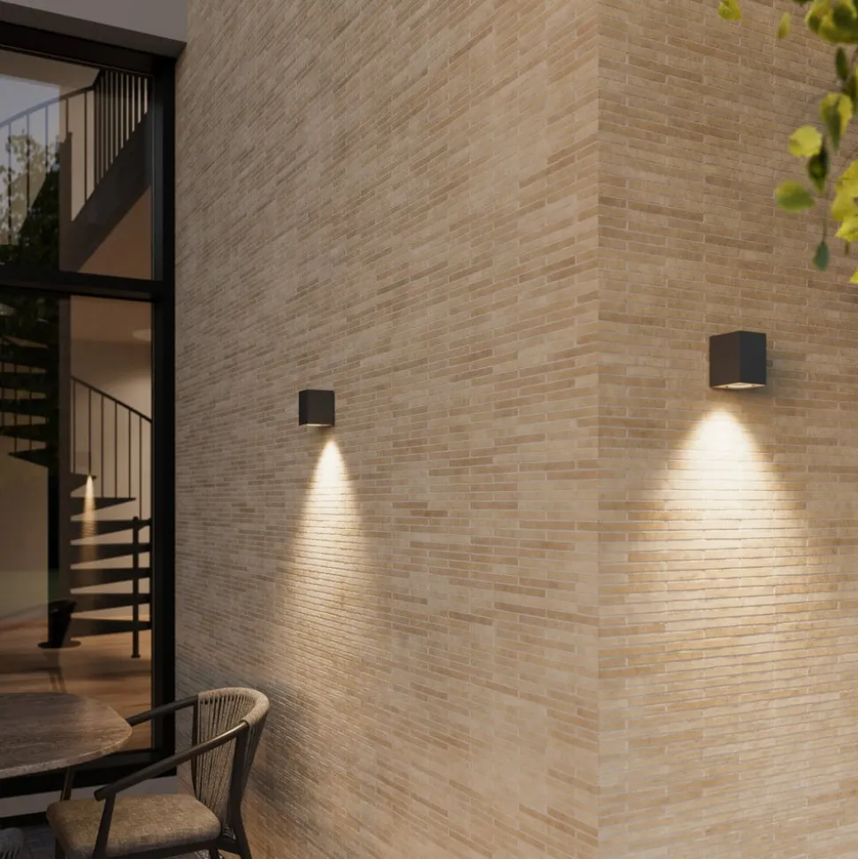 Lucande buitenwandlamp Xava, downlight, antraciet, GU10