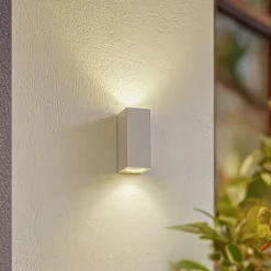 Lucande buitenwandlamp Xava, up/down, wit, 2-lamps, GU10