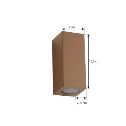 Lucande buitenwandlamp Xava, up/down, bruin, 2-lamps, GU10