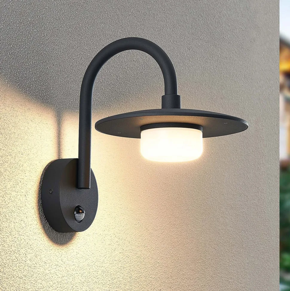 Lucande buitenwandlamp Zamalino, 31 cm, antraciet, sensor