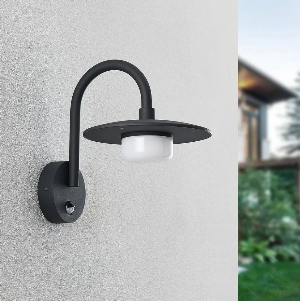 Lucande buitenwandlamp Zamalino, 31 cm, antraciet, sensor