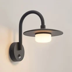 Lucande buitenwandlamp Zamalino, 31 cm, antraciet, sensor
