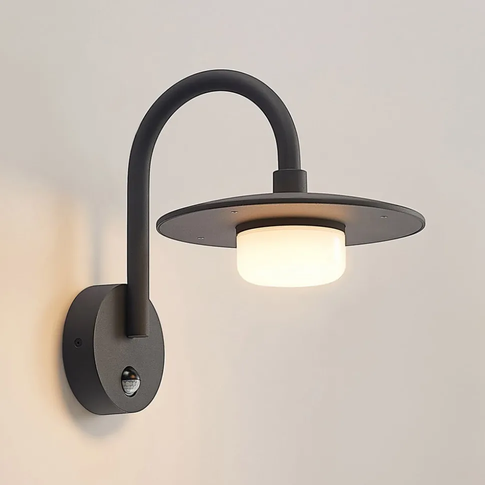 Lucande buitenwandlamp Zamalino, 31 cm, antraciet, sensor