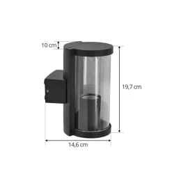 Lucande buitenwandlamp Zanta, hoogte 19,7 cm, IP65, zwart