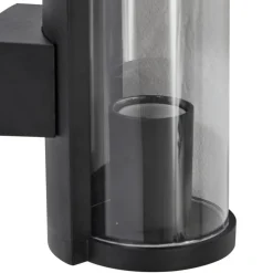 Lucande buitenwandlamp Zanta, hoogte 19,7 cm, IP65, zwart