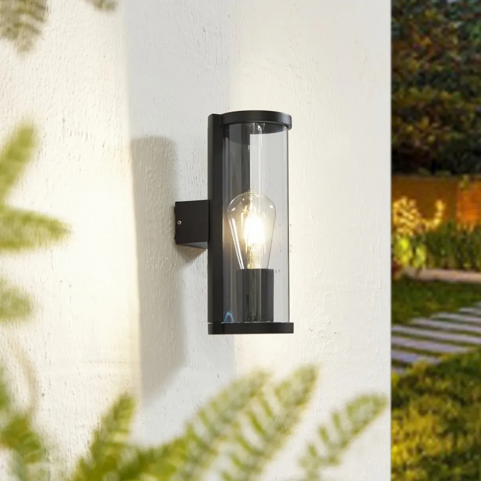 Lucande buitenwandlamp Zanta, hoogte 28,2 cm, IP65, zwart