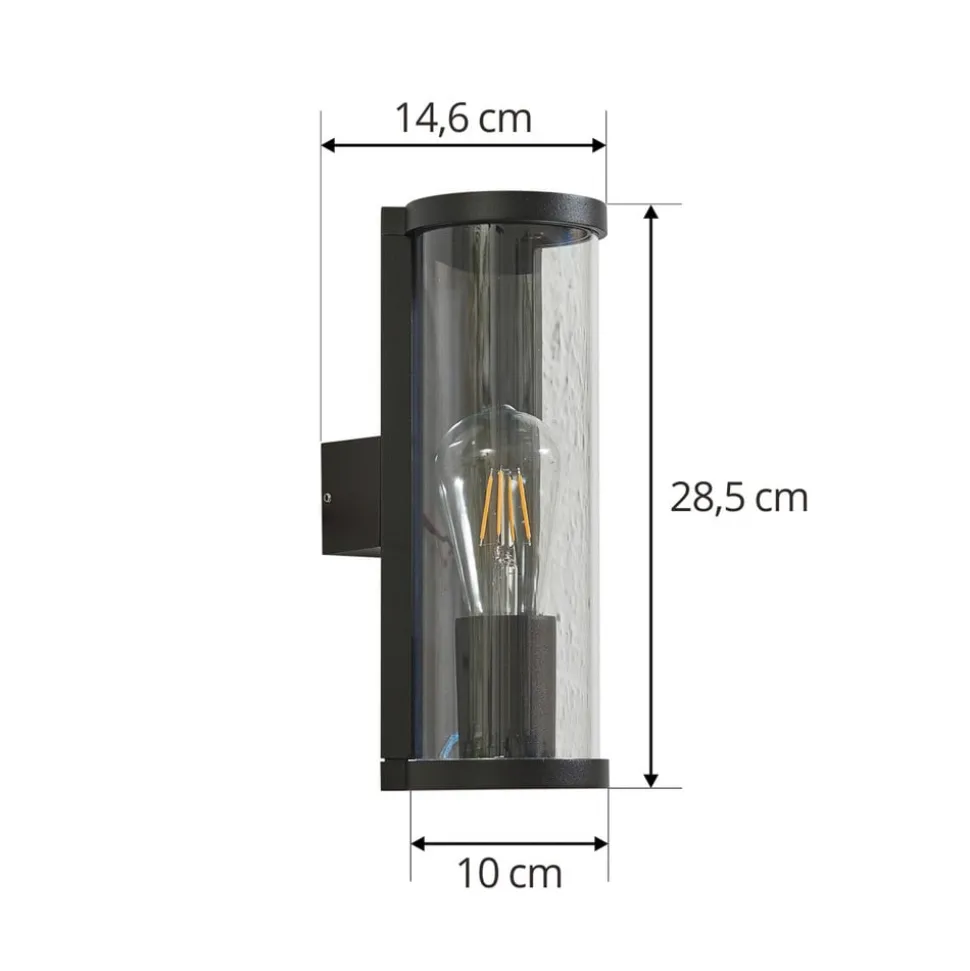 Lucande buitenwandlamp Zanta, hoogte 28,2 cm, IP65, zwart