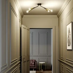 Lucande Carlea plafondlamp, 4-lamps zwart messing