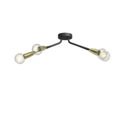 Lucande Carlea plafondlamp, 4-lamps zwart messing