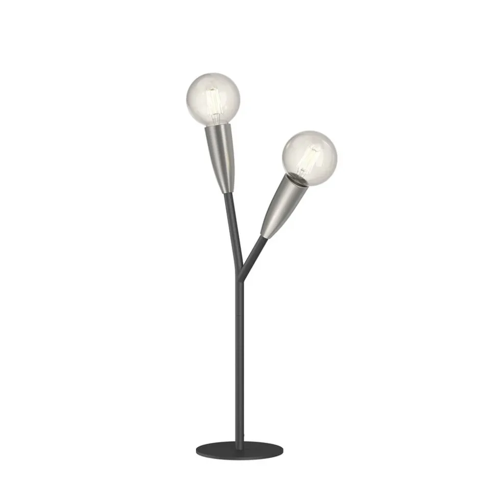 Lucande Carlea tafellamp, 2-lamps, zwart-nikkel