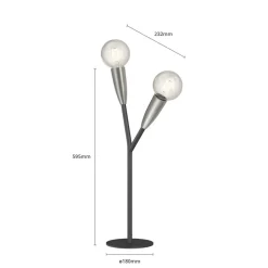 Lucande Carlea tafellamp, 2-lamps, zwart-nikkel