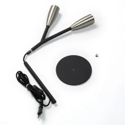 Lucande Carlea tafellamp, 2-lamps, zwart-nikkel