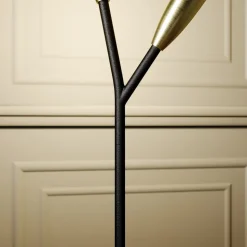 Lucande Carlea tafellamp, 2-lamps, zwart messing