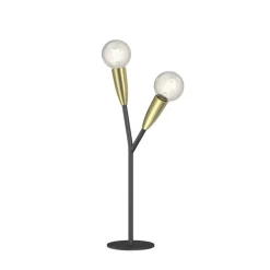 Lucande Carlea tafellamp, 2-lamps, zwart messing