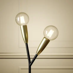 Lucande Carlea tafellamp, 2-lamps, zwart messing