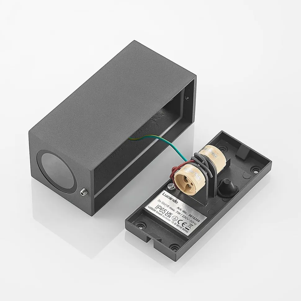 Lucande Cimala buitenwandlamp 2xGU10 hoogte 16,5cm