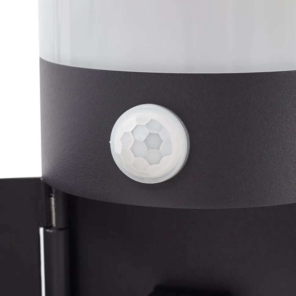 Lucande Corban sokkellamp, grijs, sensor, stopcontacten, IP44