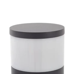 Lucande Corban sokkellamp, grijs, sensor, stopcontacten, IP44